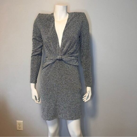 NWT Zara Mini Silver Dress With Metallic Thread Bloggers Favorite Size L - Picture 3 of 11